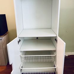 Storage Cabinet With Two Shelf Baskets