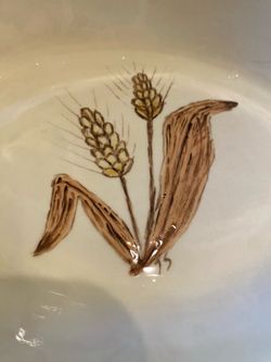 MCM vintage wheat grass trinket dish. Fun accent! Retro/ farmhouse/ cottage / country.