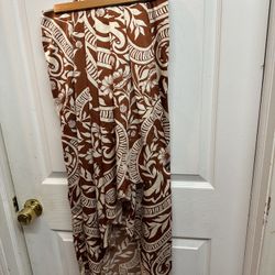 Joie Wrap Midi Skirt Brown Cream Plated Front Size XS Great Condition 
