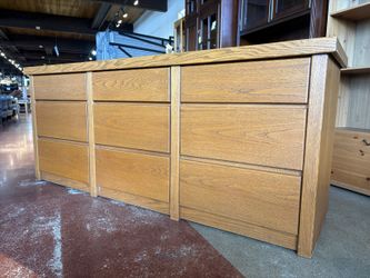 Minimal Oak Nine Drawer Triple Dresser