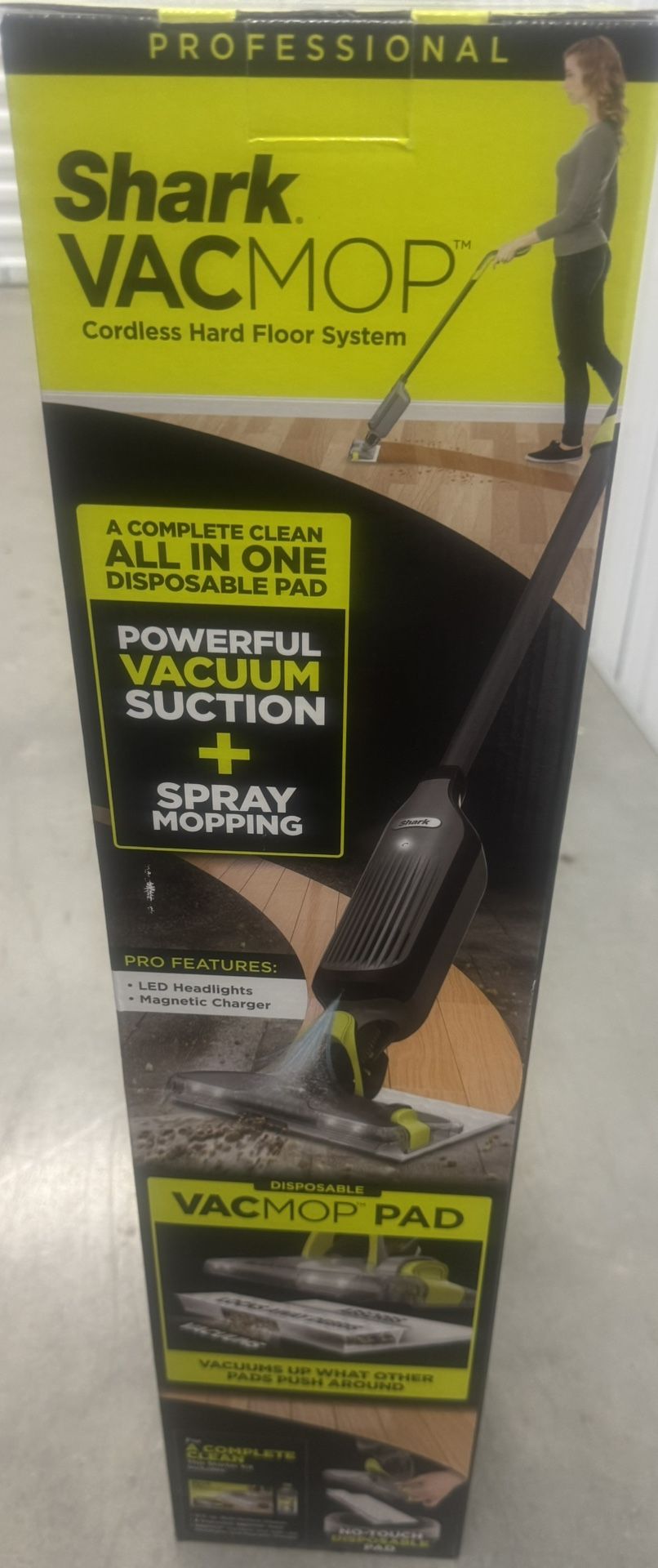 Shark VACMOP Cordless Hard Floor Vacuum Mop Includes 2 Disposable VACMOP Pads and a 12oz VACMOP Solution, Charcoal Gray, VM180