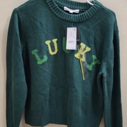 Women's St. Patrick's Day Lucky Shades of Green Graphic Sweater - Green