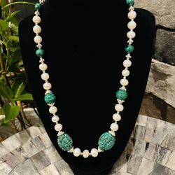 Pearl and Malachite Necklace
