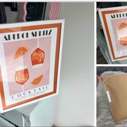 Aperol Spritz Poster and Frame with Glass