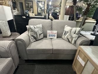 Brand New Gray Fabric Sofa and Loveseat Set