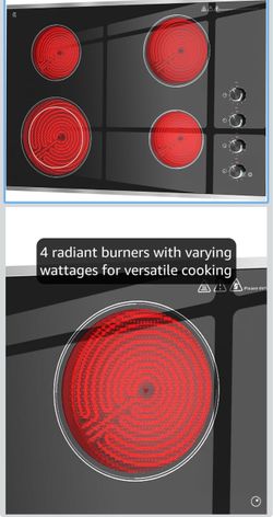 30 Inch ELectric Cooktop Built-In 6700W 4 Burner, 220V Hard Wire
