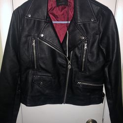 Women”s Black Faux Leather Jacket Size S