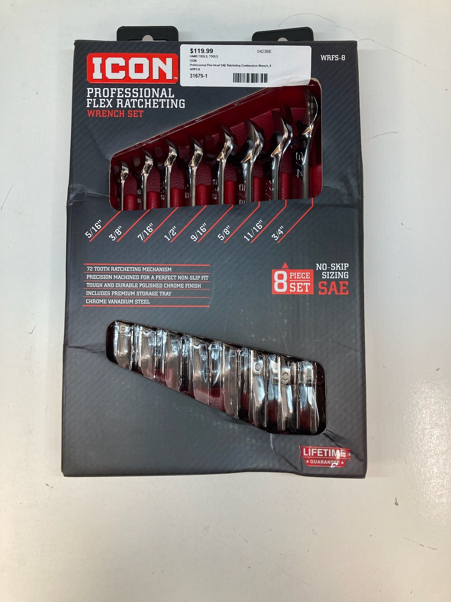 Icon WRFS-8 Professional Flex Ratcheting Wrench Set - 8-Piece