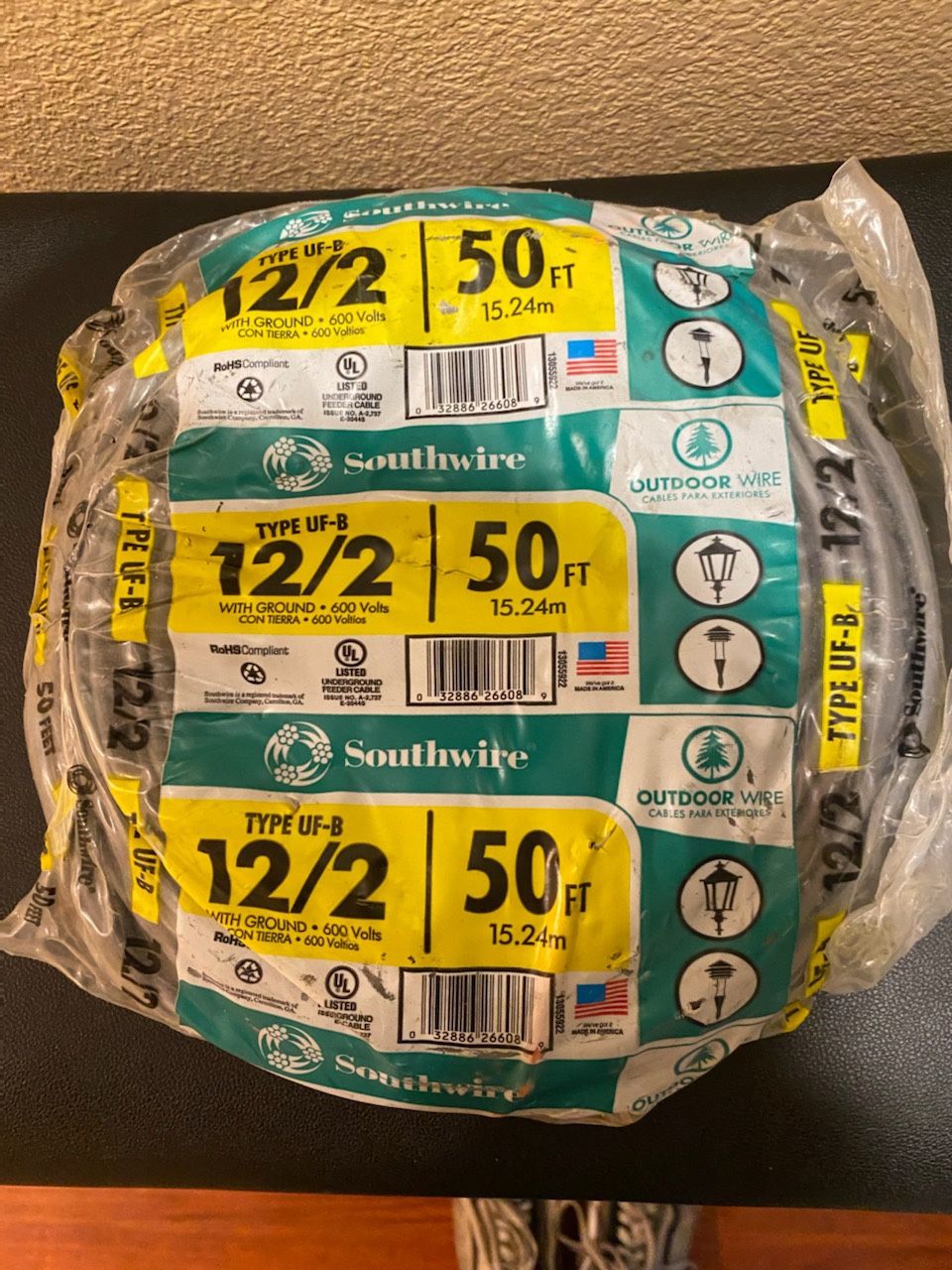 Southwire 1(contact info removed) 12/2WG UF Wire 50Foot, Copper (New) for Sale in Chino, CA