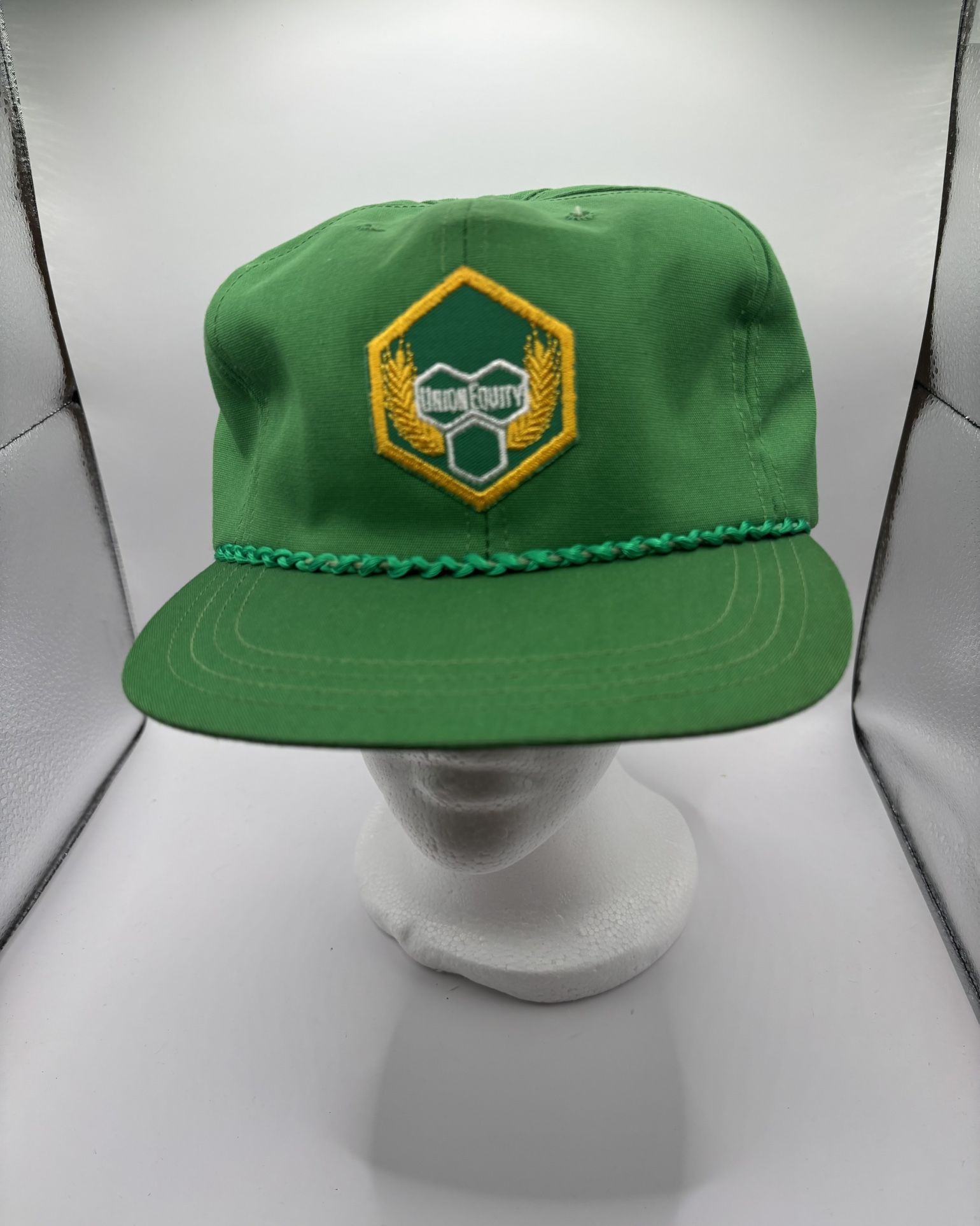 Vintage USA MADE Union Equity Farm Co Op Patch Trucker Rope Hat Strapback Cap
