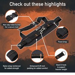 Hip Thrust Belt for Women & Men – Heavy Duty Glute Workout Equipment for Dumbbell, Kettlebell & Plate Exercises – Supports 300 lbs – Weighted Dip Belt