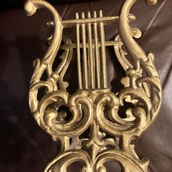 Collectible Vintage Large MAGAZINE /MUSIC HOLDER - Gold-toned Cast Iron Metal Sculptured Stand 