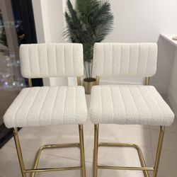 White Boucle Kitchen Stools 