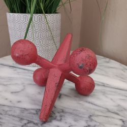 $24 MCM Vintage Bill Curry Design Red Cast Iron Jack/Jax. DoorStop,Paperweight, Bookend. 