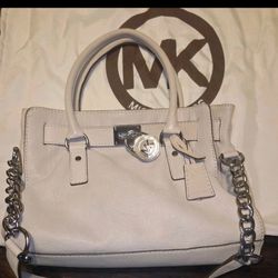 Michael Kors Hamilton While Leather Silver Chain With Dust Eiffel