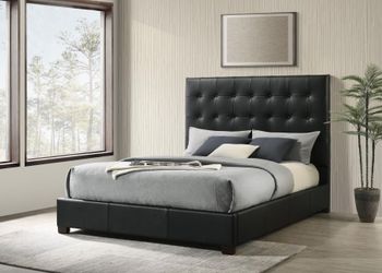 New real leather queen platform bed frame