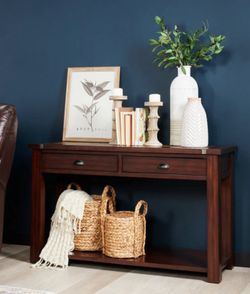 Cherry wood high quality entry table sofa table with drawers and bottom shelf 