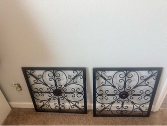Set of 2 Decorative Metal Wall Art Panels – 22” x 22”