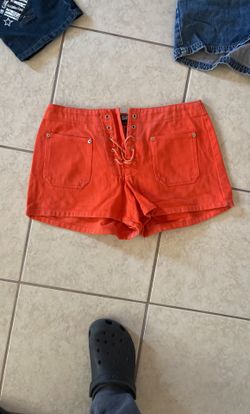Women Orange Shorts With Laces