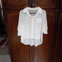 White See Thru Blouse Size L.