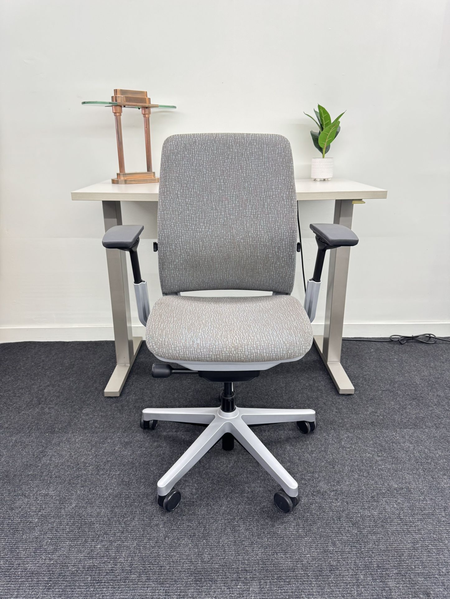 LIKE NEW STEELCASE AMIA CHAIRS GREY FABRIC, FULLY LOADED...