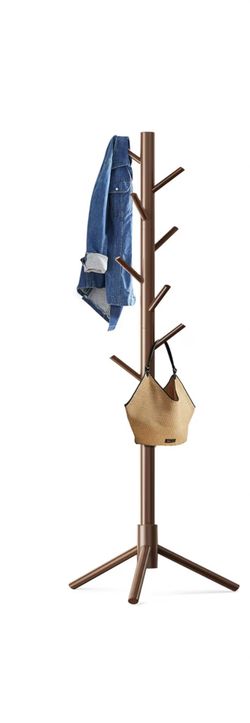 Wood Rack Stand with Hooks for Coat Hat Belt Bag Size 69" Tall New Condition