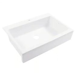 SINKOLOGY
Josephine 34 in. 1-Hole Quick-Fit Farmhouse Apron Front Drop-in Single Bowl Crisp White Fireclay Kitchen Sink