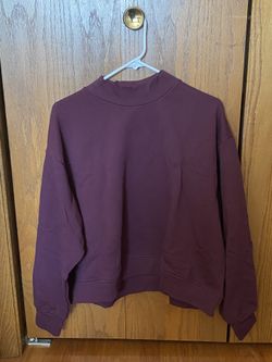 Women’s Everlane classic French terry oversized mockneck sweatshirt - maroon, size large - BRAND NEW (NWT)