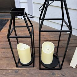 Metal Lanterns With Candles 