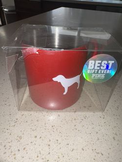New Victorias Secret Pink Red Metal Cup Vs Dog Rare 