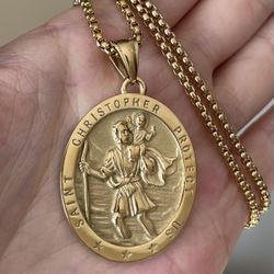 Men Women Religious St Saint Christopher Catholic Medal Medallion Pendant Necklace
