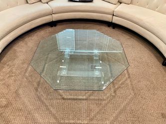 Midcentury Modern Octagonal Glass Top Coffee Table with Lucite Base