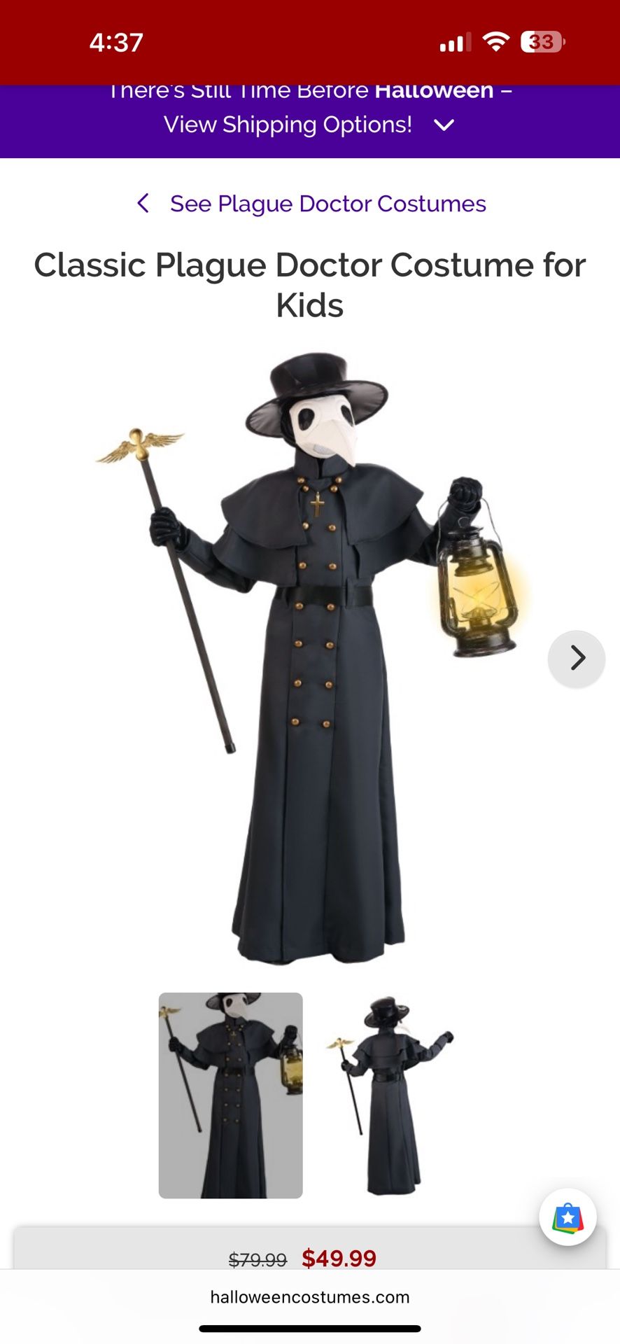 Classic Plague Doctor Costume for Kids
