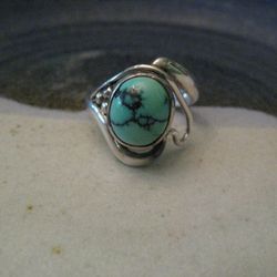 Vintage Carico Lake Turquoise And Sterling Ring Size 7.5 NO OFFERS 
