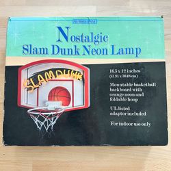 Vintage Neon SLAM DUNK Sign Basketball Hoop Backboard NEW Sealed Man Cave Kids Bedroom Gym