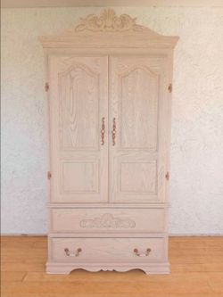 Ornate Carved Wood Armoire Wardrobe
