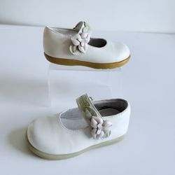 Stride Rite Baby Isabelle Mary Jane Shoes White Green Pink Flower 6M 22 EU