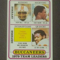 1980 Topps 1979 Team Leaders Tampa Bay Buccaneers #282 Checklist Bell Hagins Brown Washington White Selmon Football Card Vintage Collectible NFL