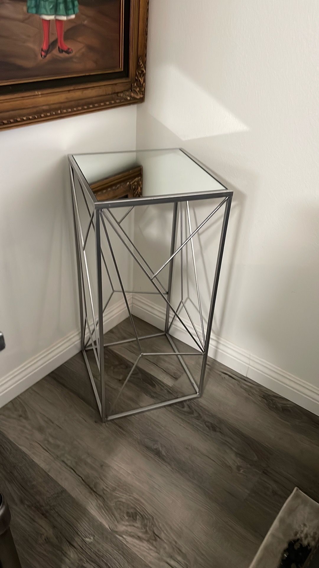Silver Mirror Top Accent Table