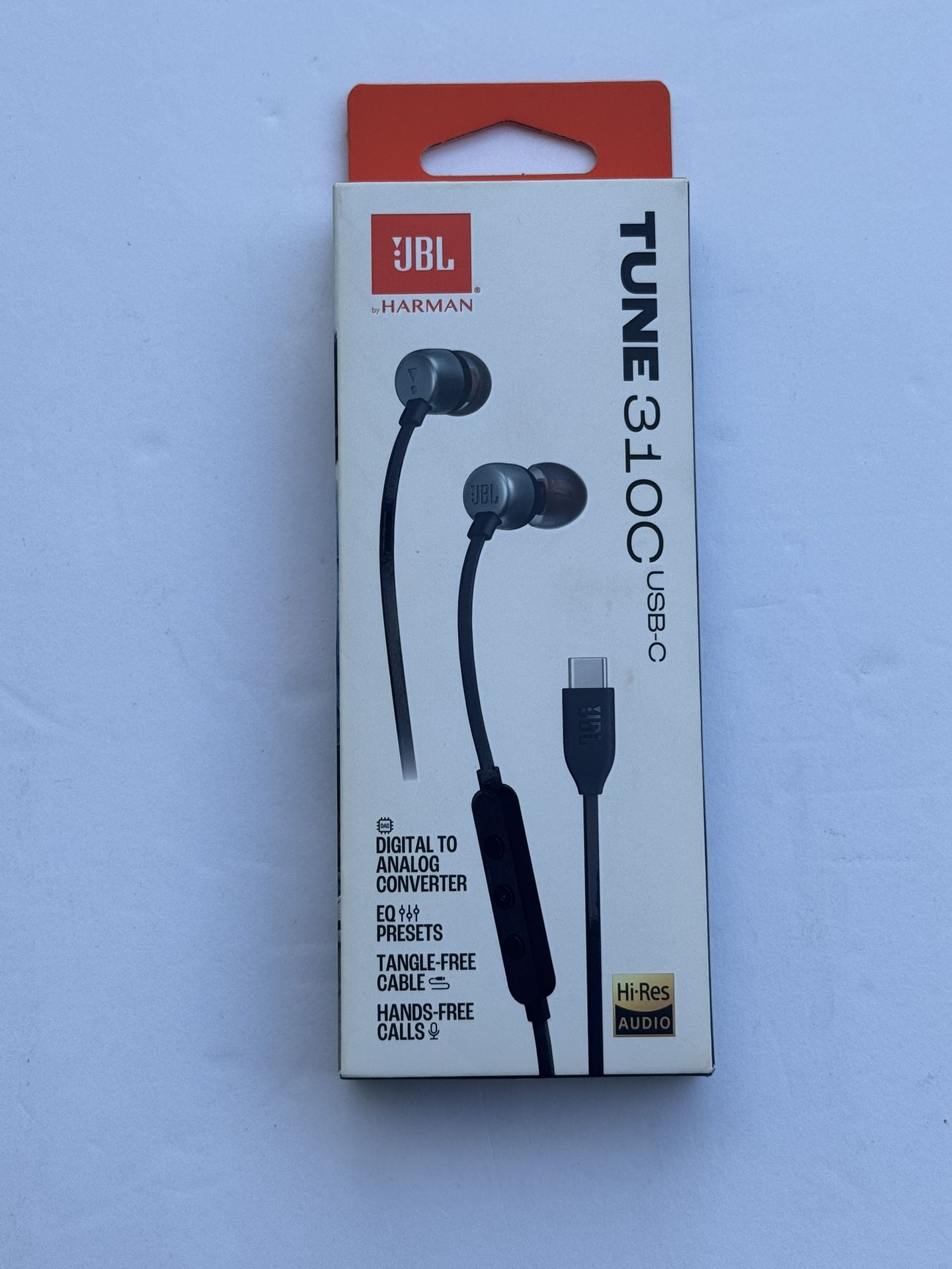 JBL Tune 310C - Wired Hi-Res in-Ear Headphones, Tangle-Free Flat Cable, 3-Button Remote with Microphone (Black)