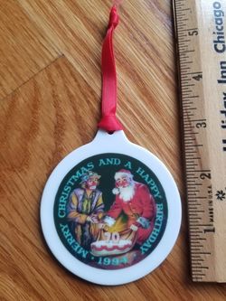Emmett Kely, Jr. 1994 Merry Christmas and Happy 70th Birthday ornament