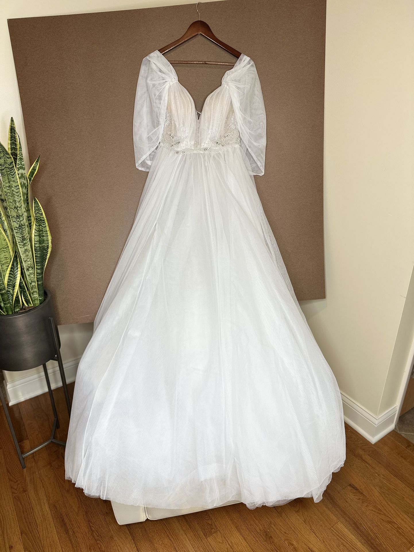 Wedding Evening Dress; Oatmeal Color; Extra Small : Medium Size