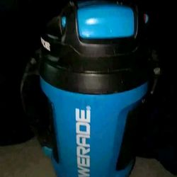 Powerade 2L Water Jug Thermos Blue Black AutoSpout Lock Handle Tie Hook 64oz