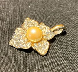 Flower Pendant with Pearl Center and Crystal Accents