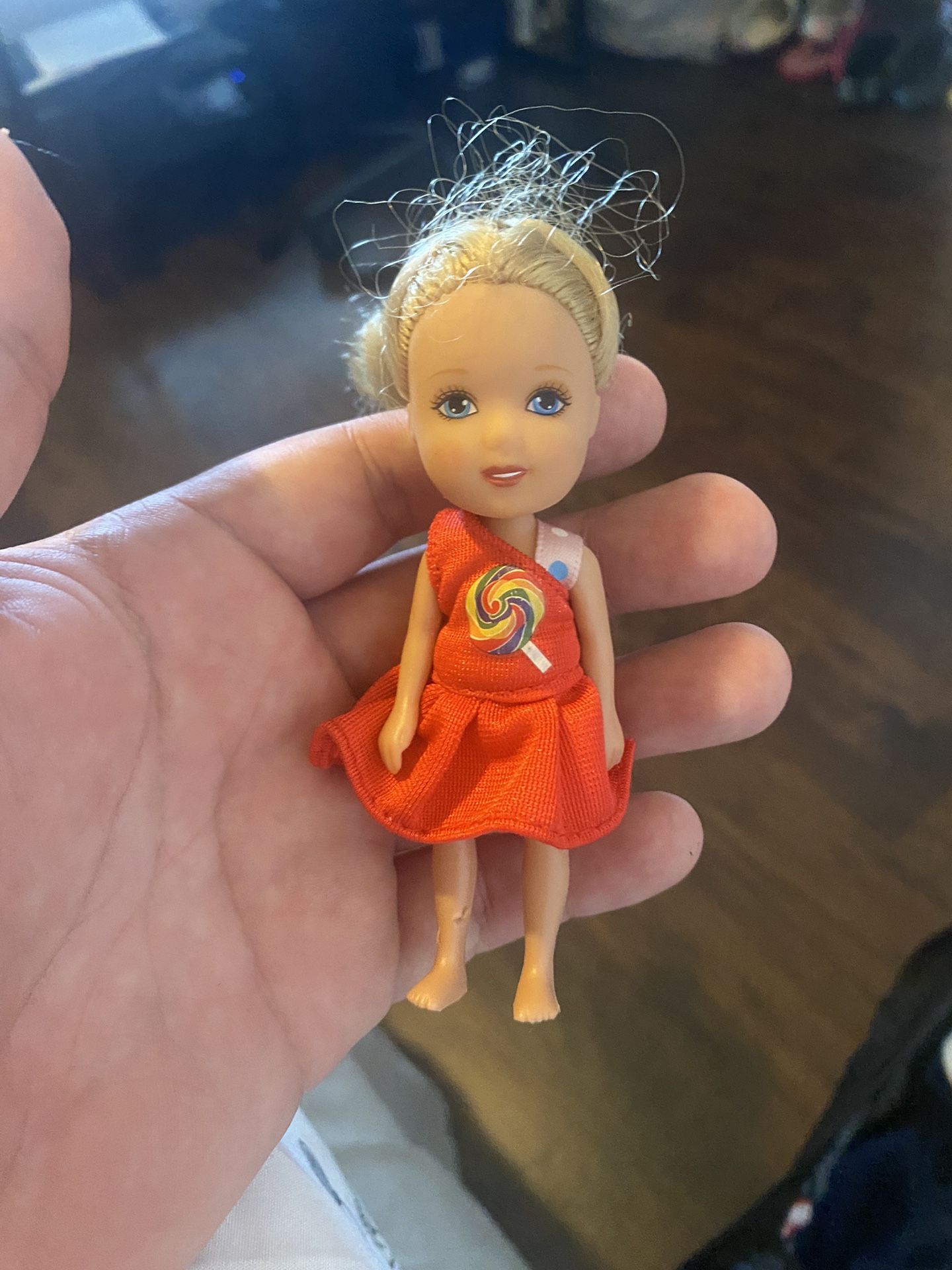 Chic Boutique Plastic Doll Girl Blonde Hair 4.5” W/ Chic Lollipop Dress