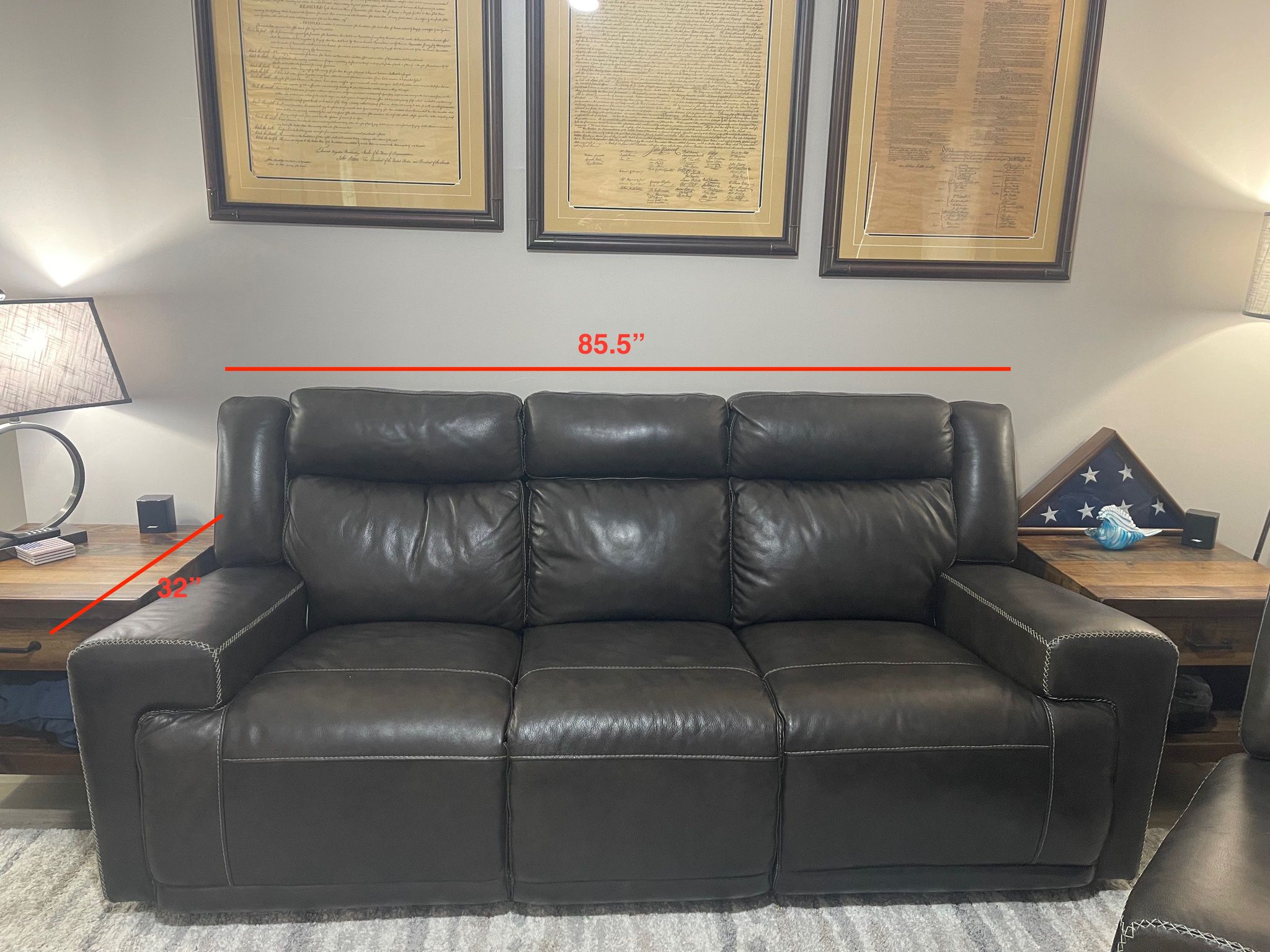 Motorized Leather Couch & Loveseat Set