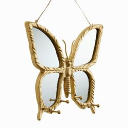 Vintage Gallery Wall Mirror, Butterfly Decorative Mirror Jewelry Holder 