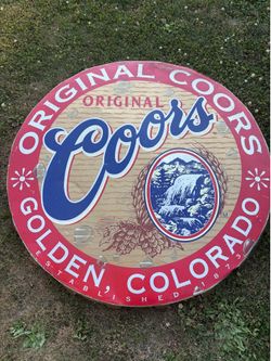 Coors Original Beer Logo 40”Diameter Bottle Cap Tin Sign