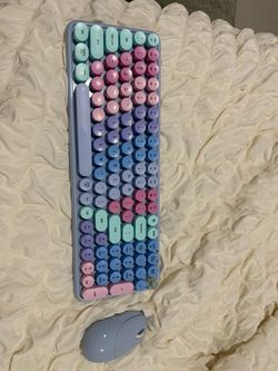 Pastel Rainbow Wireless Keyboard and Mouse Set
