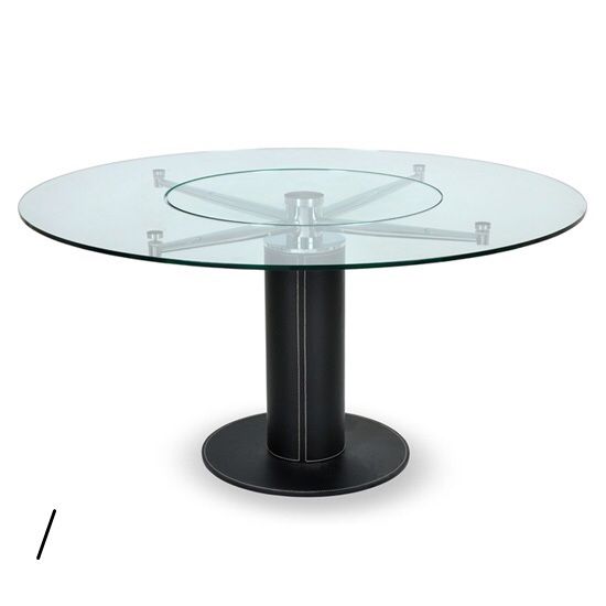 Copenhagen glass dining table with lazy Susan for Sale in Scottsdale